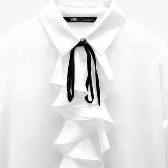 NWT Zara Satin Like Pirate Blouse Size Medium - Picture 2 of 8